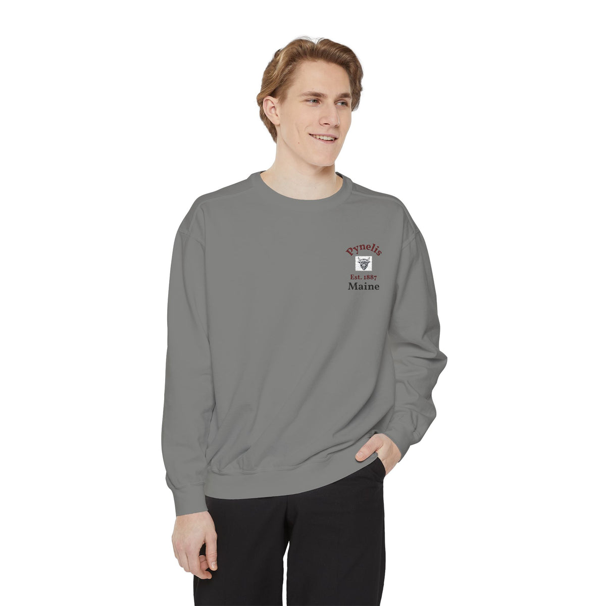 Crewneck Sweatshirt — Pynelis Maine Est 1887 Highland Graphic