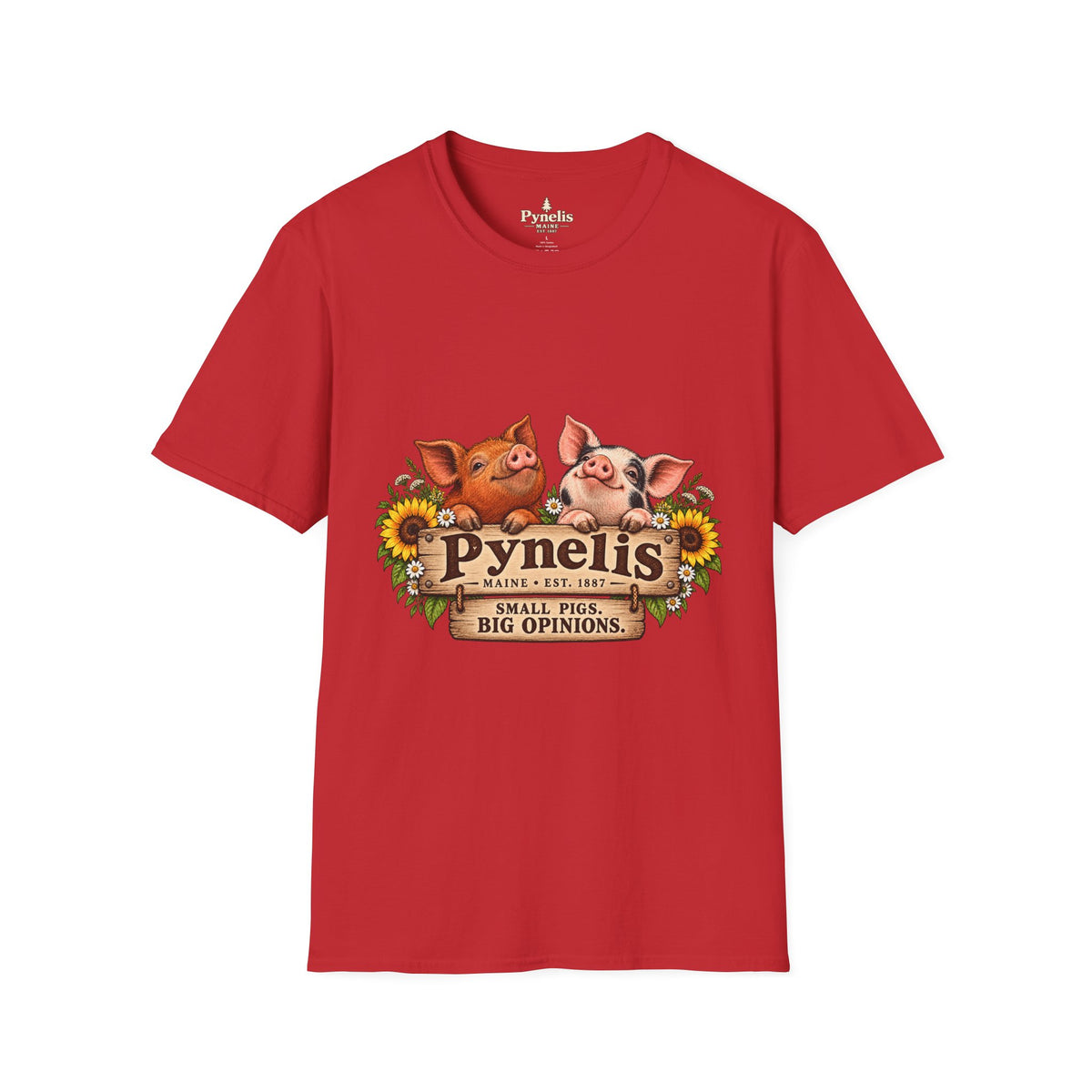 Pig Family Graphic T-Shirt — "Pynelis: Small Pigs, Big Opinions"
