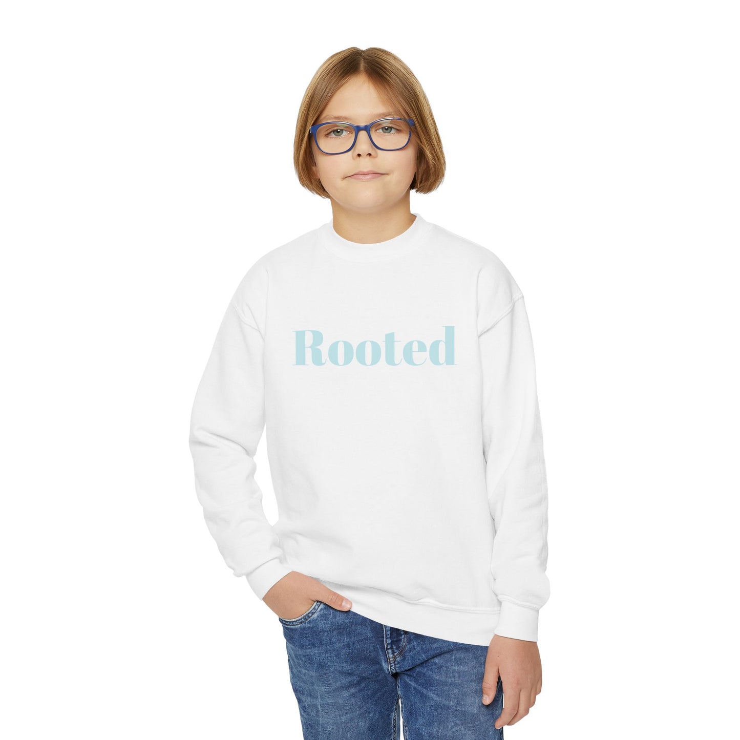 Rooted Youth Crewneck Sweatshirt – Soft Pastel Inspirational Kids Pullover