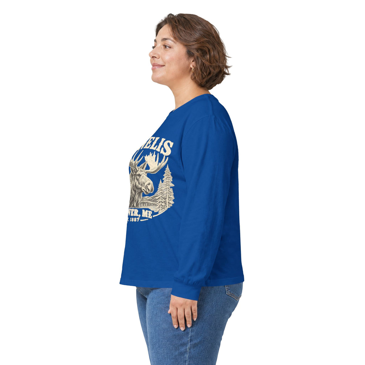 Moose Wilderness Long Sleeve Tee — Retro 'Explore' Outdoor Graphic
