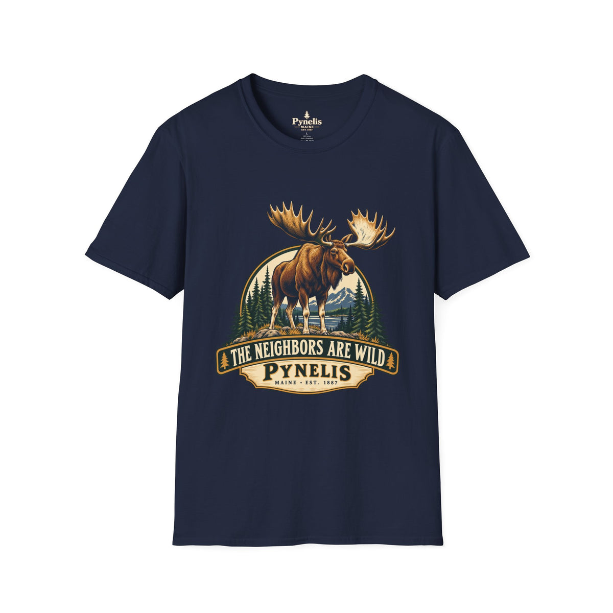 Moose Graphic T-Shirt — "The Neighbors Are Wild" Personalized Cabin Shirt