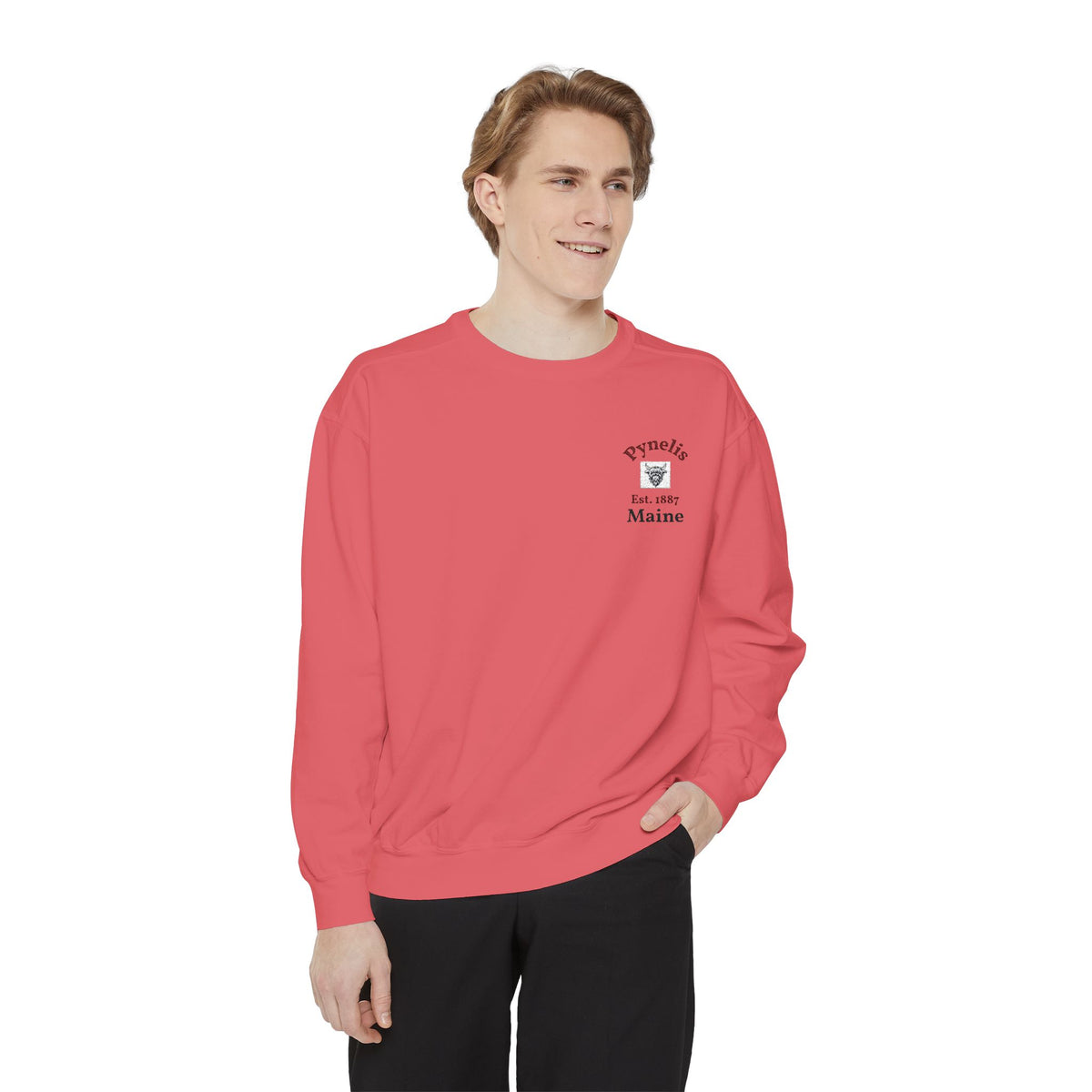 Crewneck Sweatshirt — Pynelis Maine Est 1887 Highland Graphic