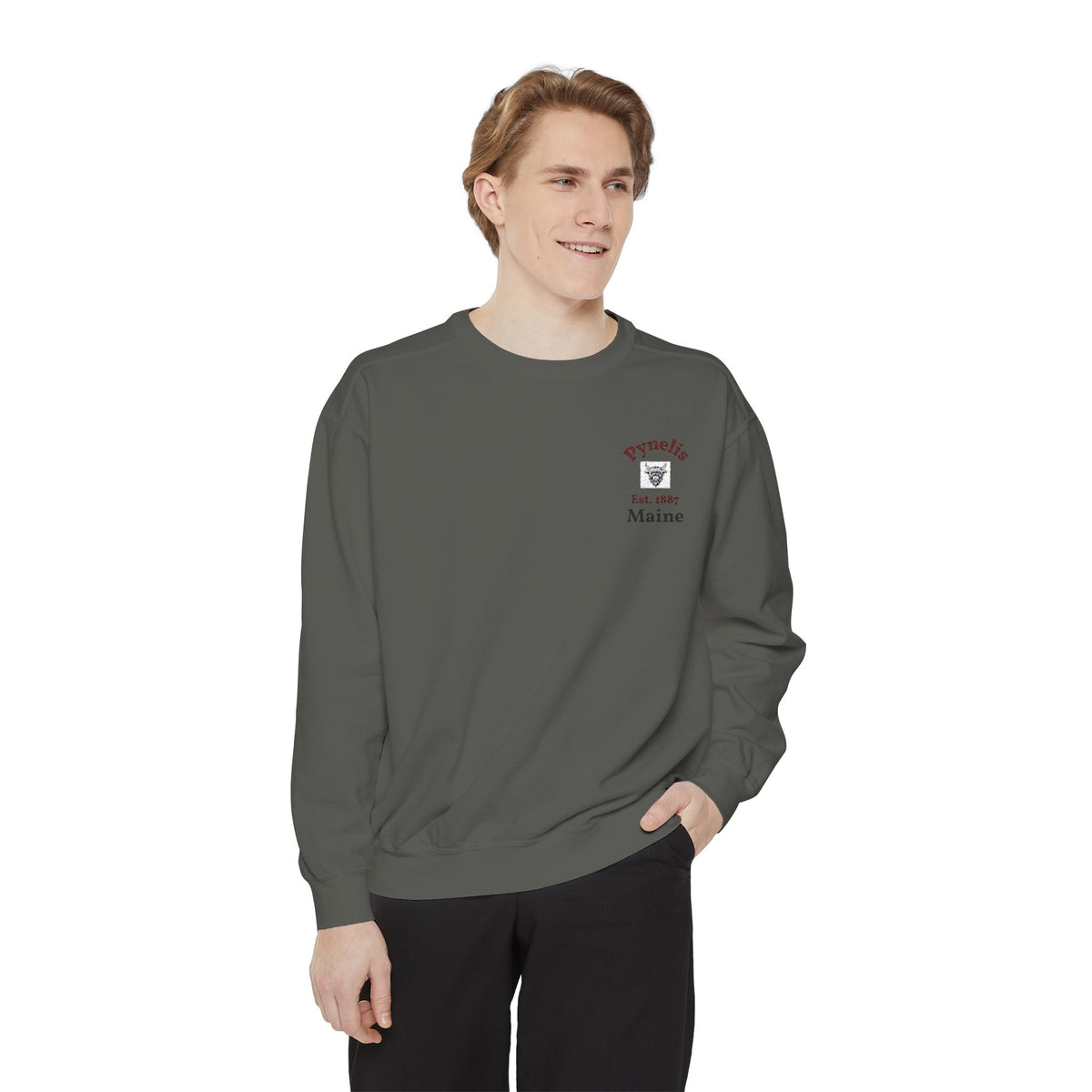 Crewneck Sweatshirt — Pynelis Maine Est 1887 Highland Graphic
