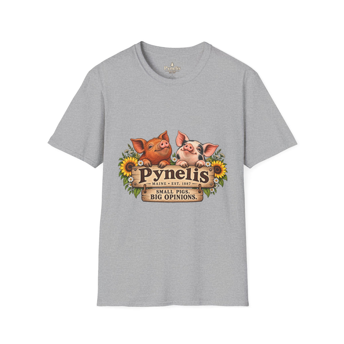 Pig Family Graphic T-Shirt — "Pynelis: Small Pigs, Big Opinions"