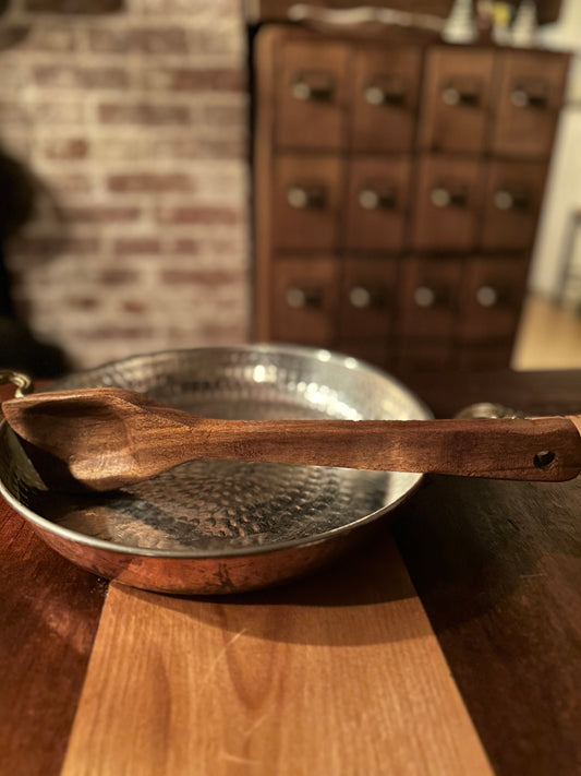 Hand Carved in Maine - African Walnut slanted spatula