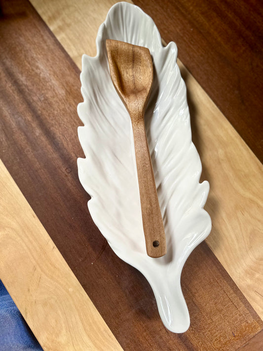 Slanted Hand-Carved African Walnut Spatula