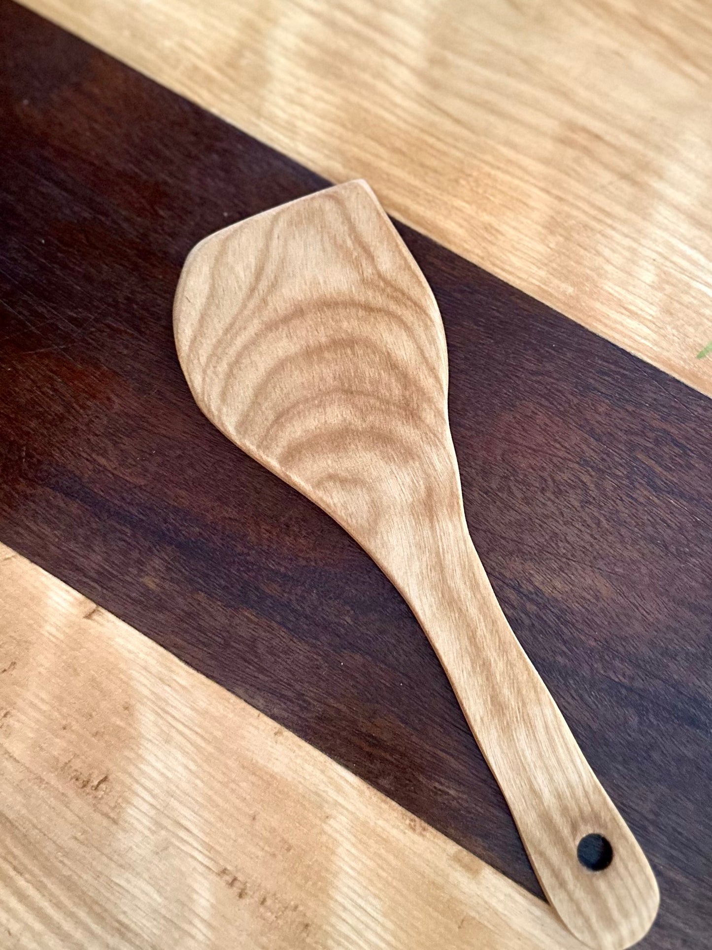 Hand carved, lightweight, Maine harvested, flame birch spatula