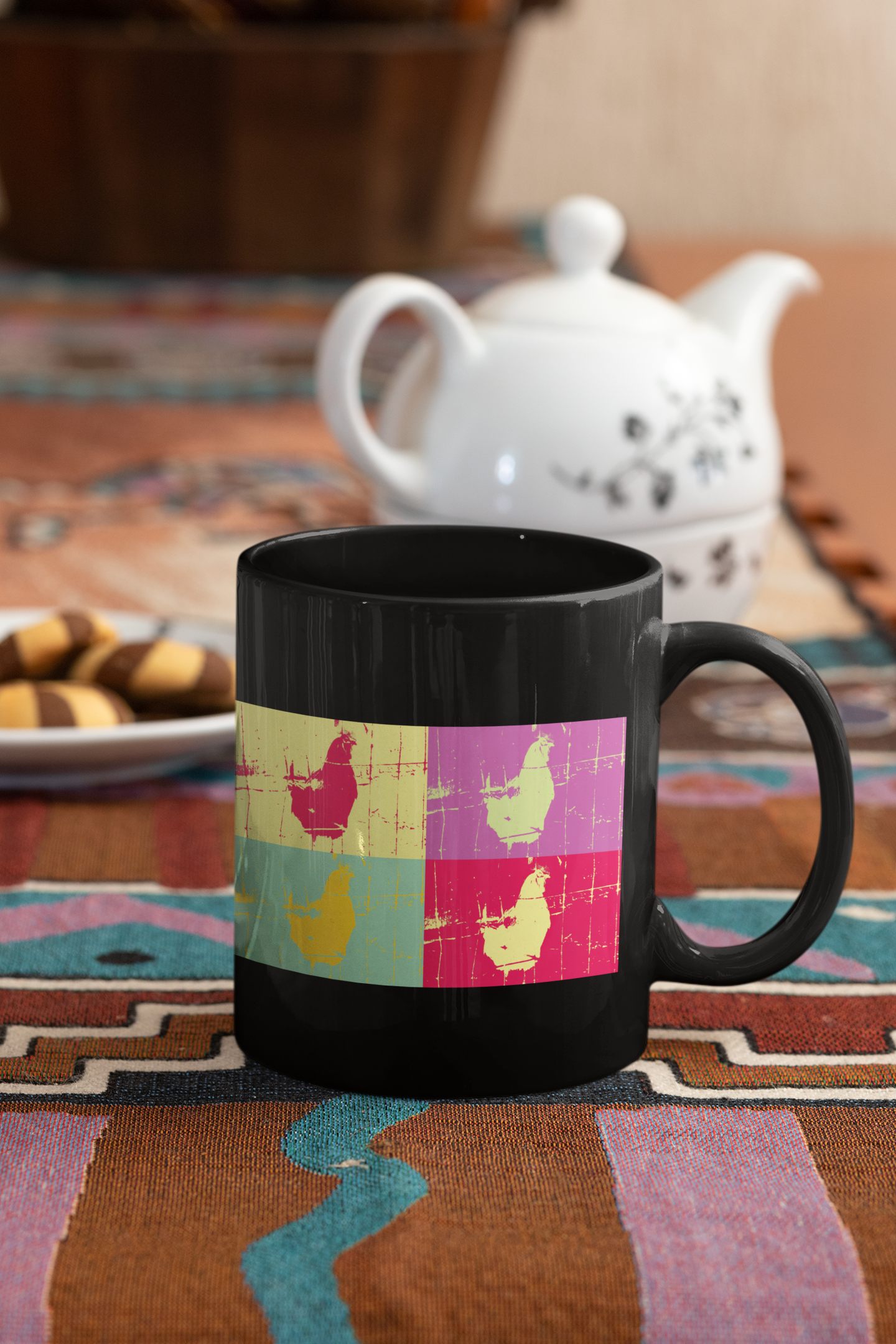 Chicken 4-Panel Abstract Pop Coffee Mug