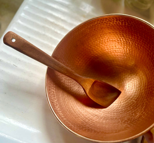 Hand-Carved Slanted African Walnut Spatula