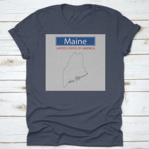 An Outline Of The Map Of The State Of Maine With Label And Simple