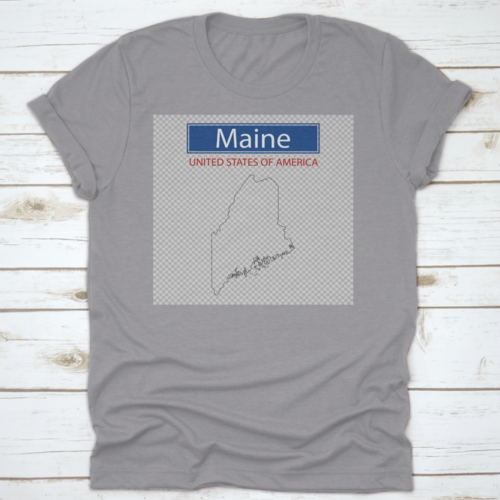 An Outline Of The Map Of The State Of Maine With Label And Simple