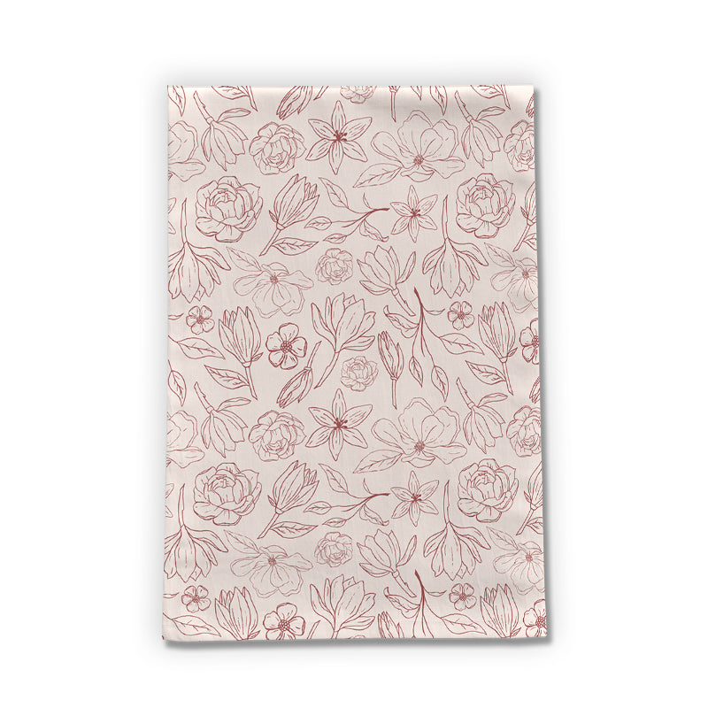 Burgundy Magnolia Tea Towel