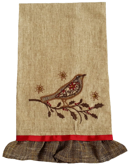 ML14869 Bird On Twig Tea Towel, 16''x22''