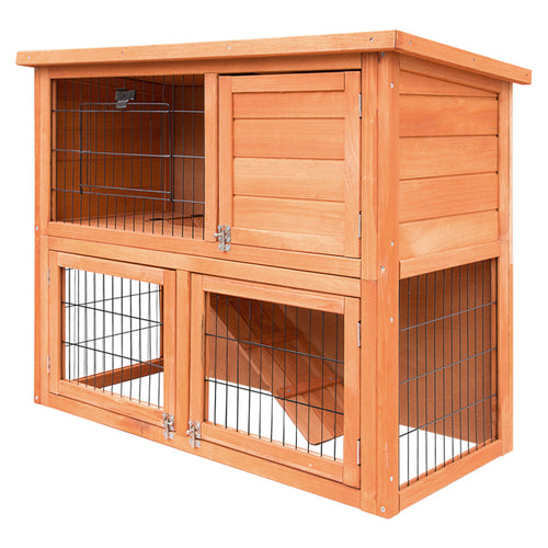 i.Pet Rabbit Hutch Hutches Large Metal Run Wooden Cage Chicken Coop