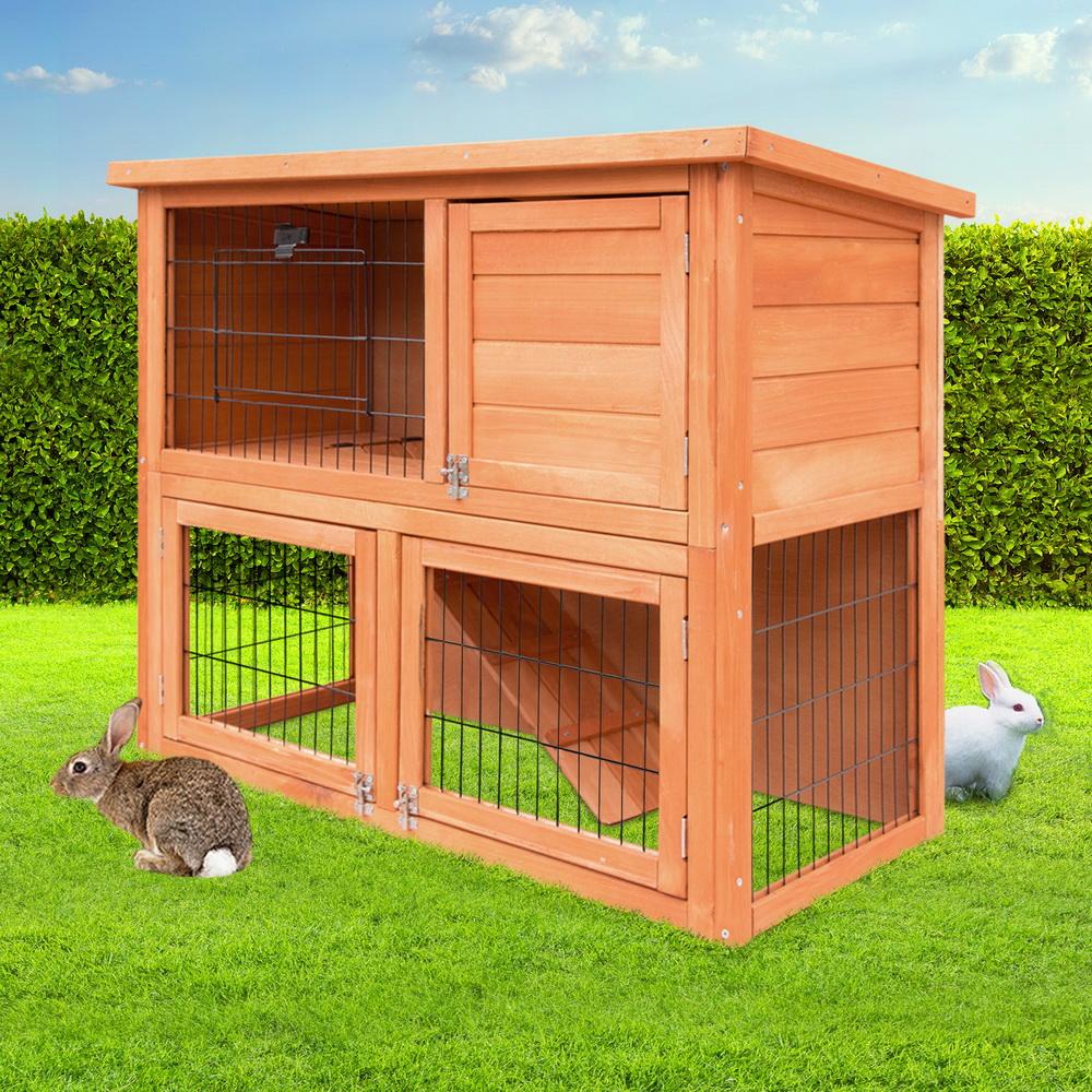 i.Pet Rabbit Hutch Hutches Large Metal Run Wooden Cage Chicken Coop