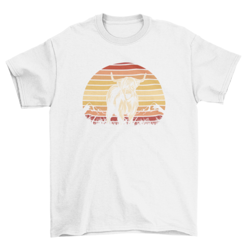 Highland cow sunset t-shirt