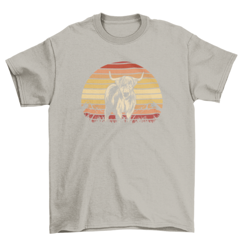 Highland cow sunset t-shirt