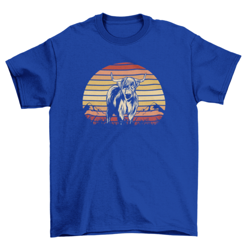 Highland cow sunset t-shirt