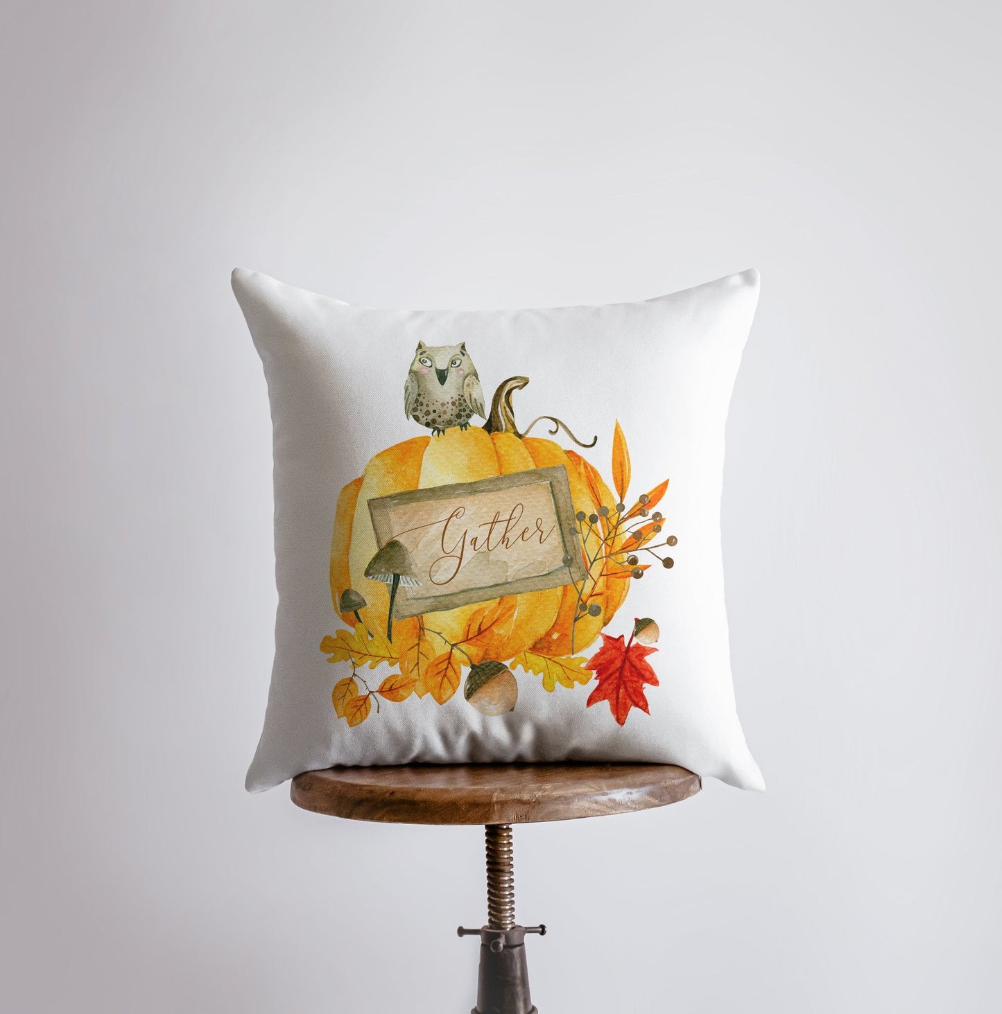 Gather Pumpkin Harvest Pillow Cover |  Primitive Pumpkin Decor |