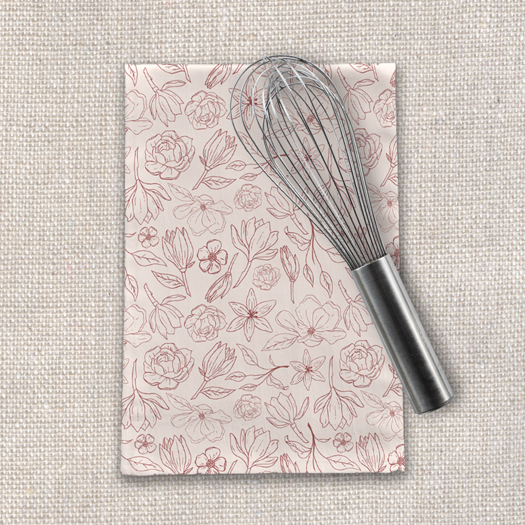 Burgundy Magnolia Tea Towel