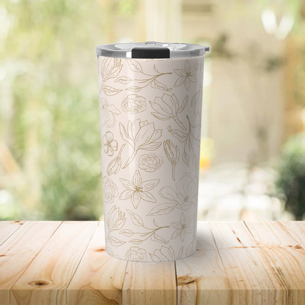 Gold Magnolia Travel Coffee Mug