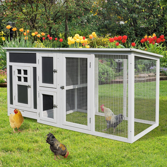 PawHut 63"x30"x32" Deluxe Wood Chicken Coop Hen House Pet Poultry Cage