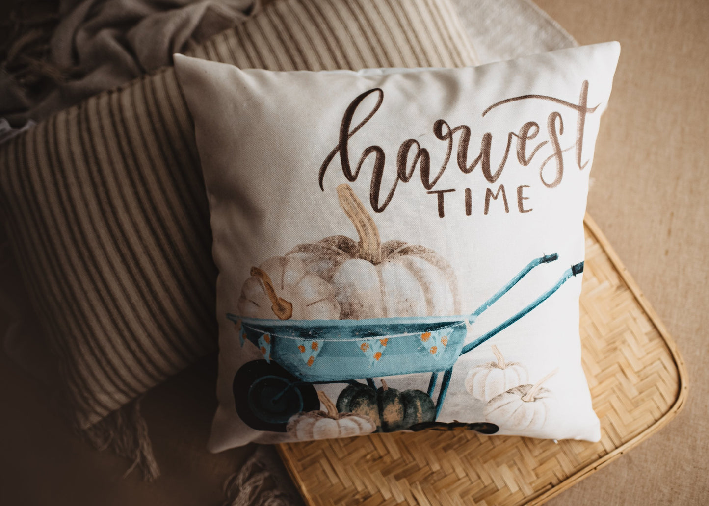 Harvest Time Pillow Cover |  Pumpkin Wagon Pillow | Farmhouse Pillows