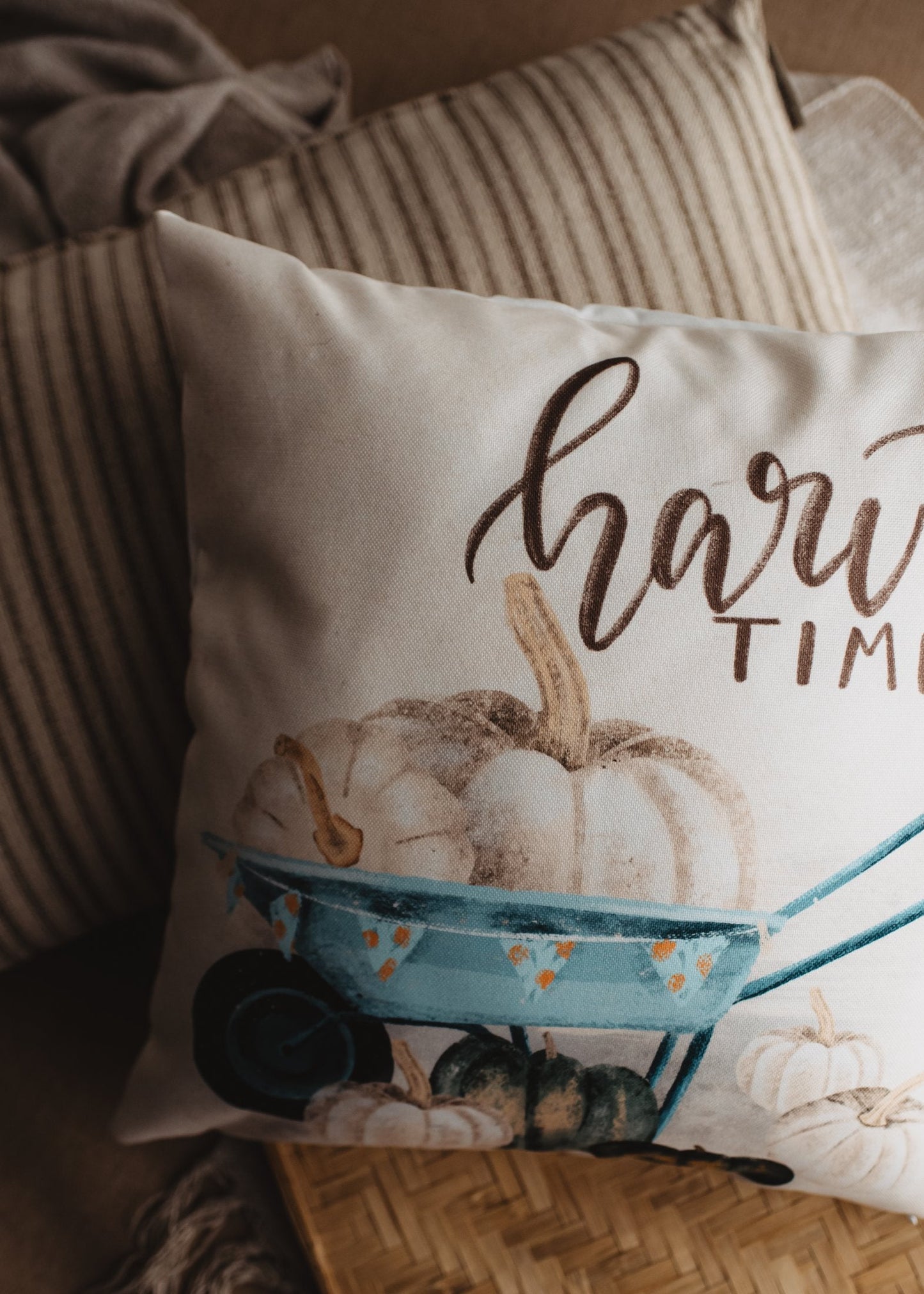 Harvest Time Pillow Cover |  Pumpkin Wagon Pillow | Farmhouse Pillows