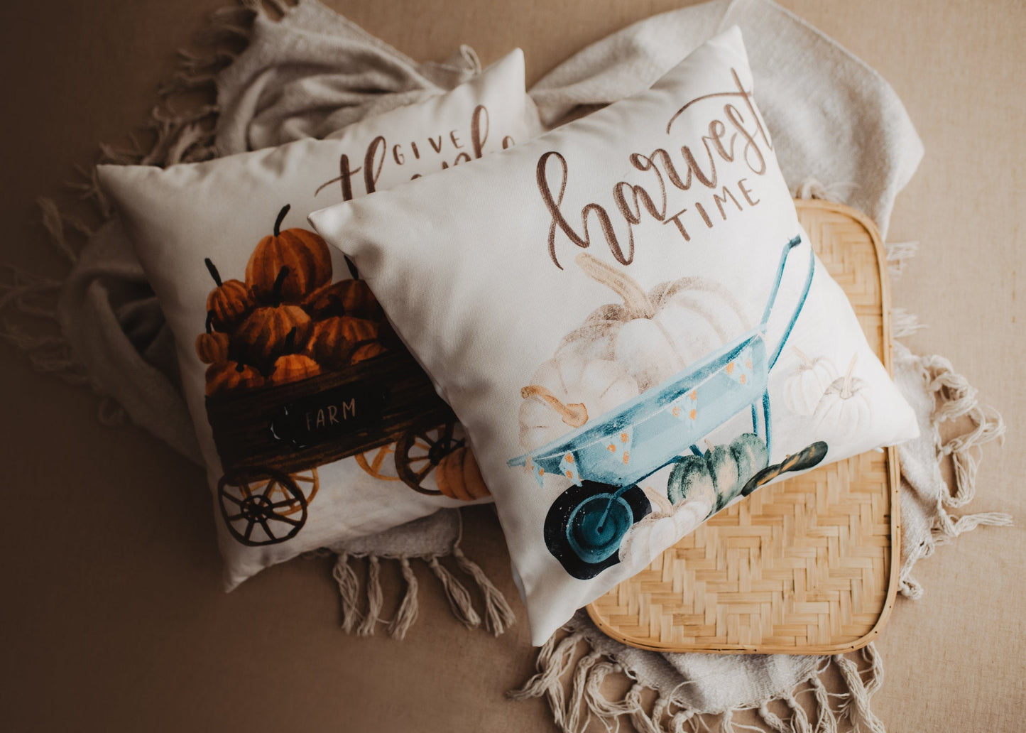 Harvest Time Pillow Cover |  Pumpkin Wagon Pillow | Farmhouse Pillows