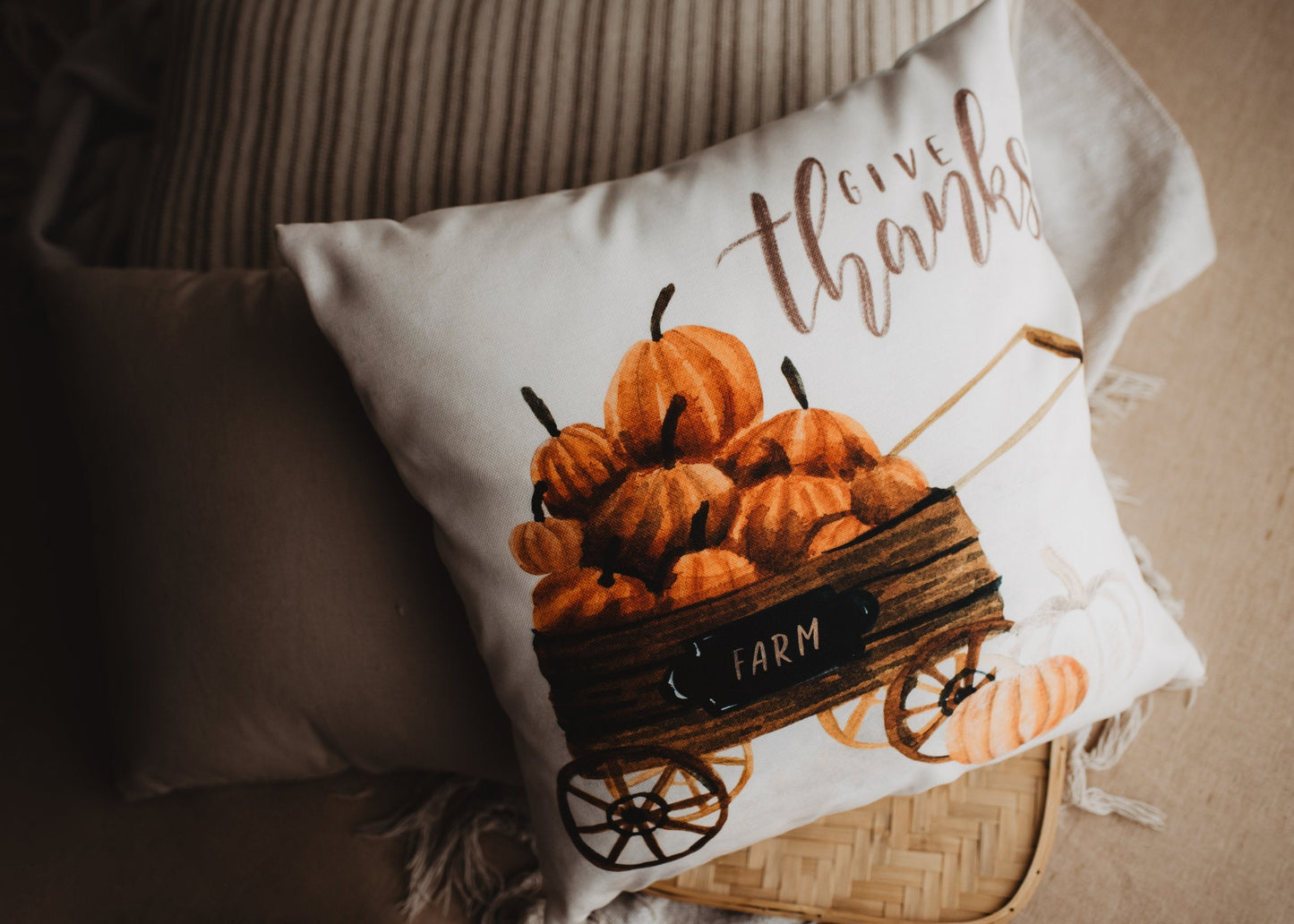 Harvest Time Pillow Cover |  Pumpkin Wagon Pillow | Farmhouse Pillows