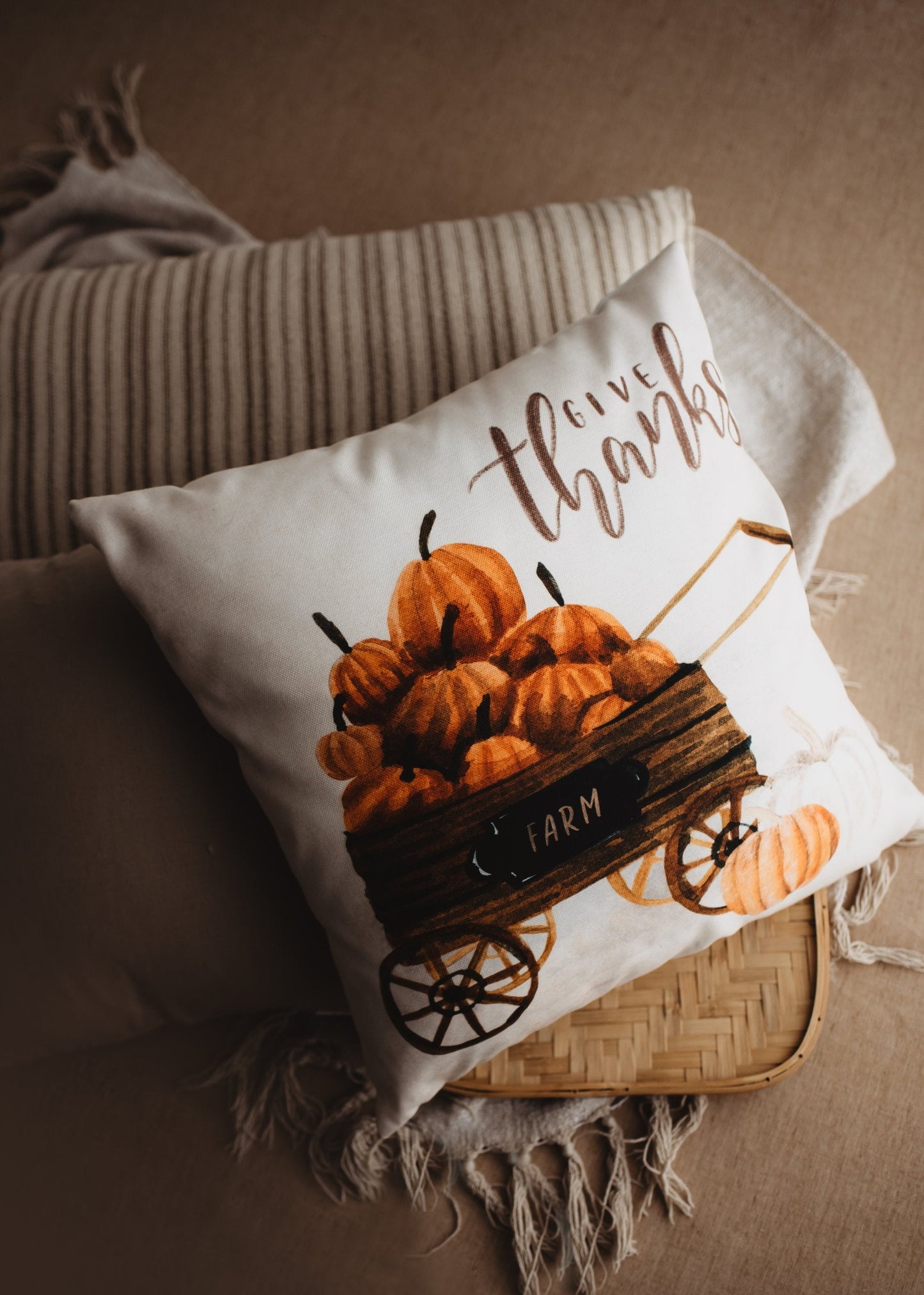 Harvest Time Pillow Cover |  Pumpkin Wagon Pillow | Farmhouse Pillows