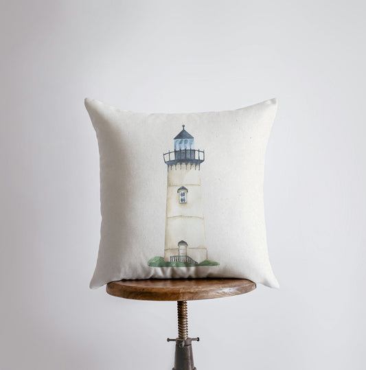 Blue Lighthouse | Watercolor | Throw Pillow | Home Decor |Coastal