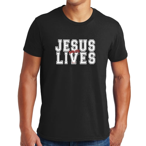 Mens Performance T-shirt Jesus Saves Lives White Red Illustration