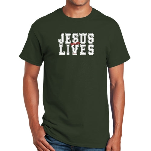 Mens Performance T-shirt Jesus Saves Lives White Red Illustration