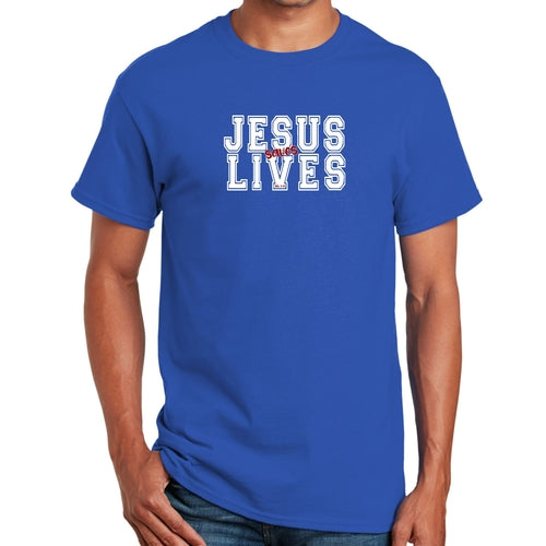 Mens Performance T-shirt Jesus Saves Lives White Red Illustration