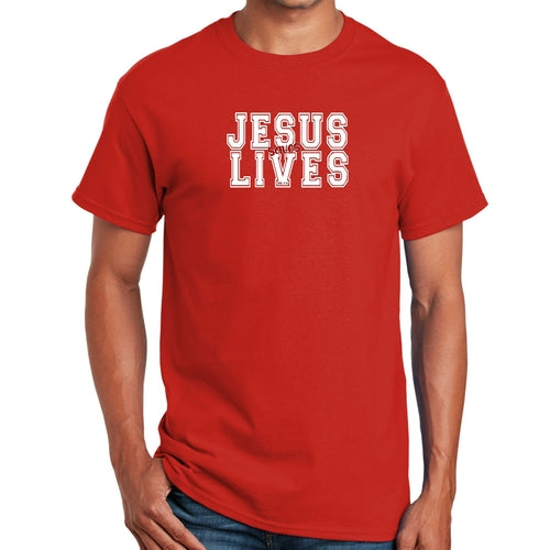 Mens Performance T-shirt Jesus Saves Lives White Red Illustration