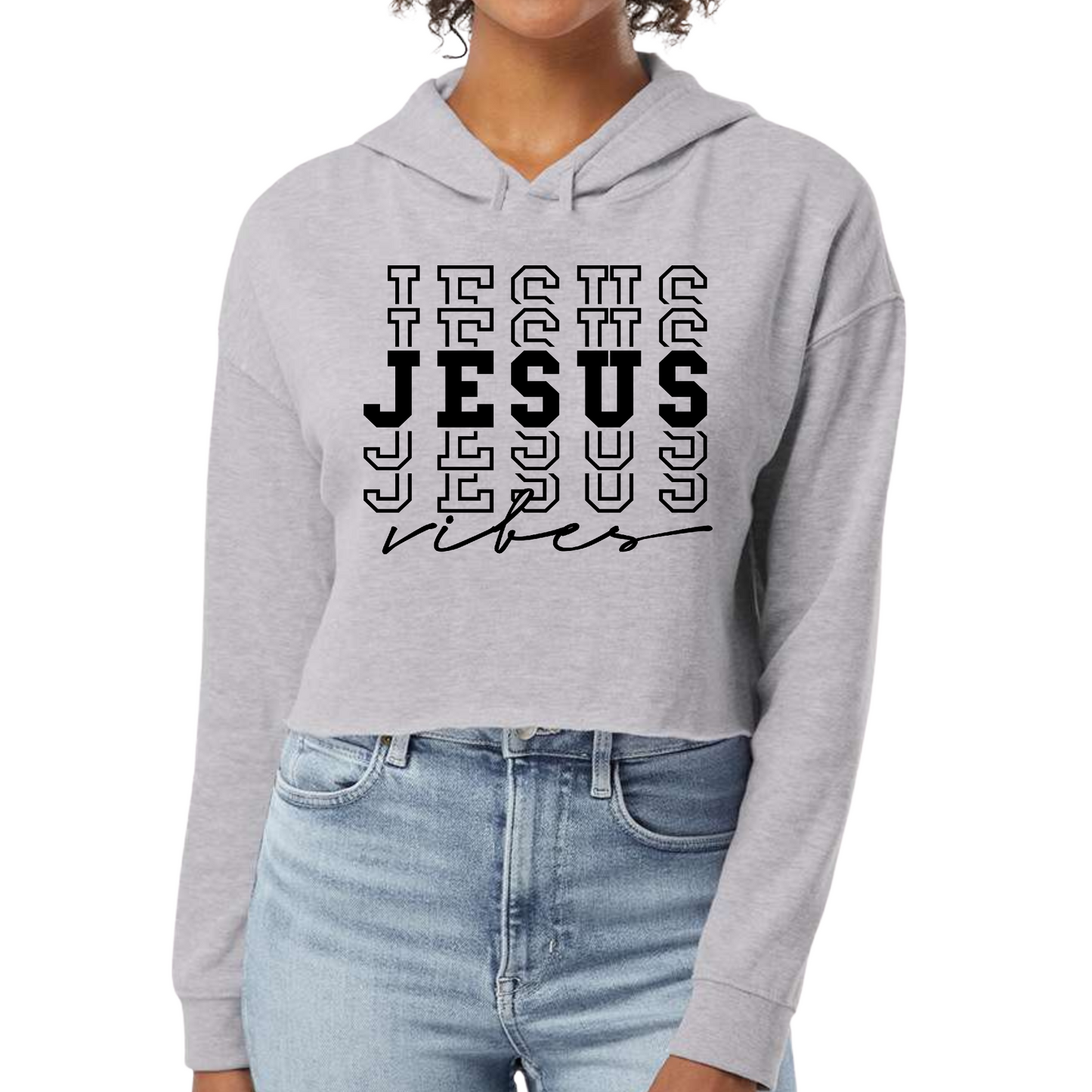 Womens Cropped Performance Hoodie Jesus Vibes