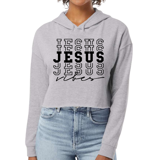 Womens Cropped Performance Hoodie Jesus Vibes