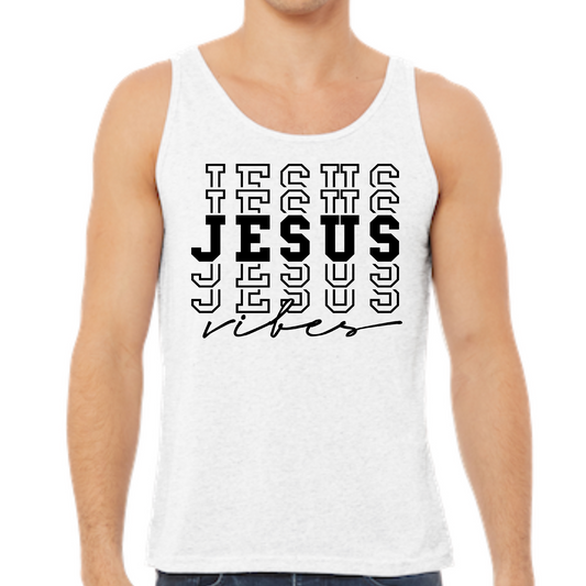 Mens Tank Top Fitness Shirt Jesus Vibes